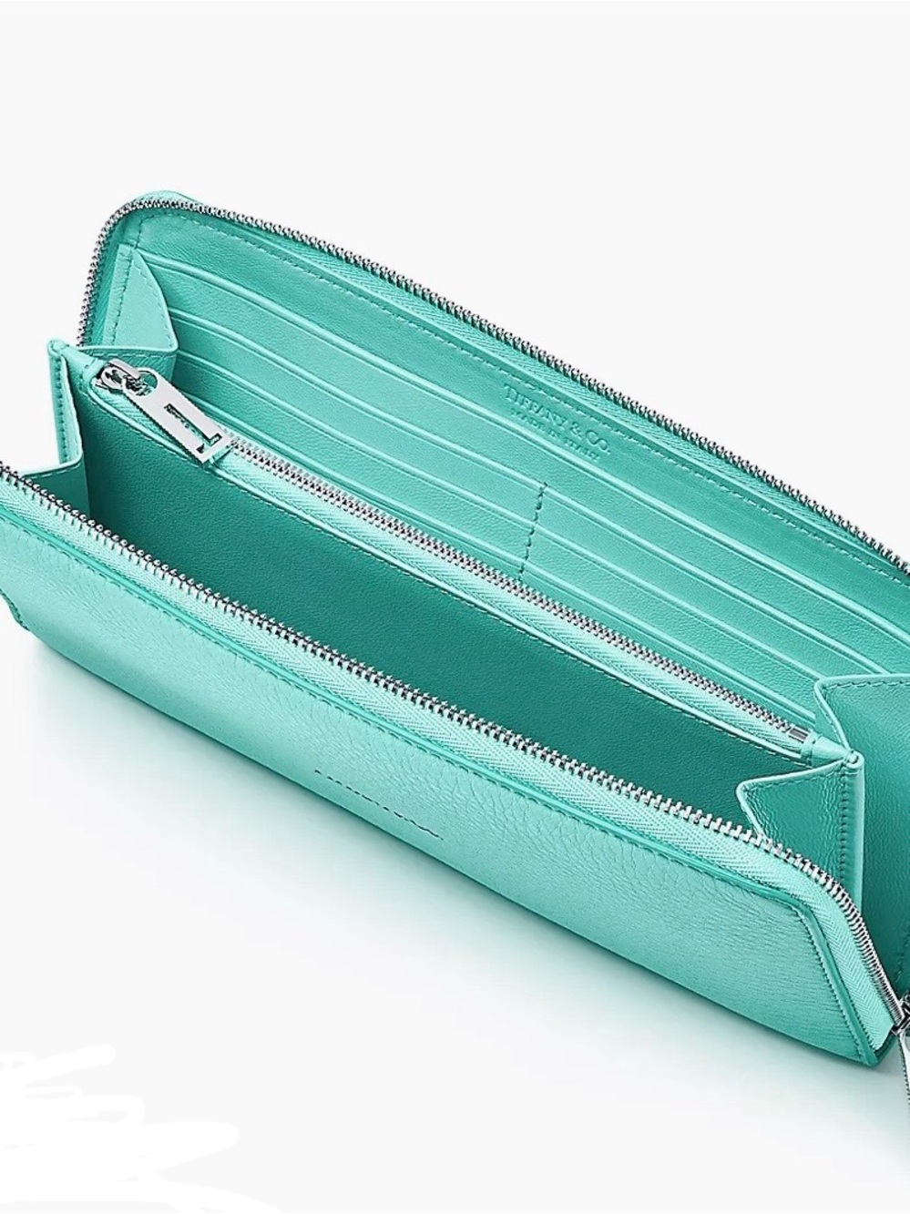 Rare Brand New Tiffany & Co. Signature Blue Leather Zip Wallet - Picture 6 of 7